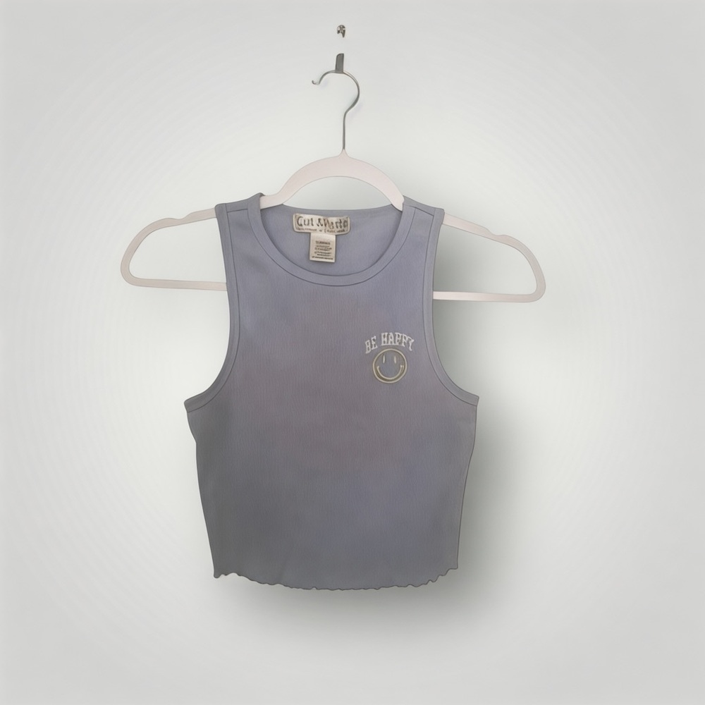 ****SOLD****Blue Fitted Crop Top with Crew Neck